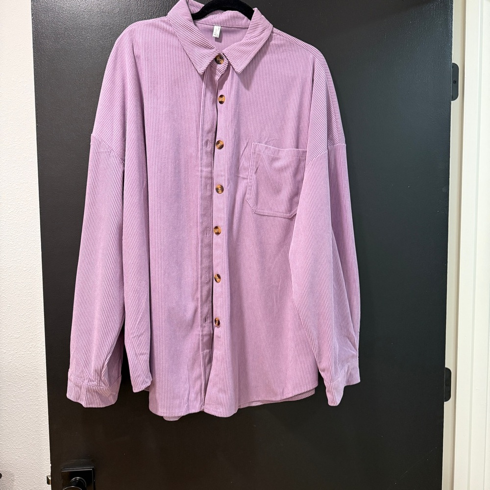 Purple Corduroy Button-Up Shirt
